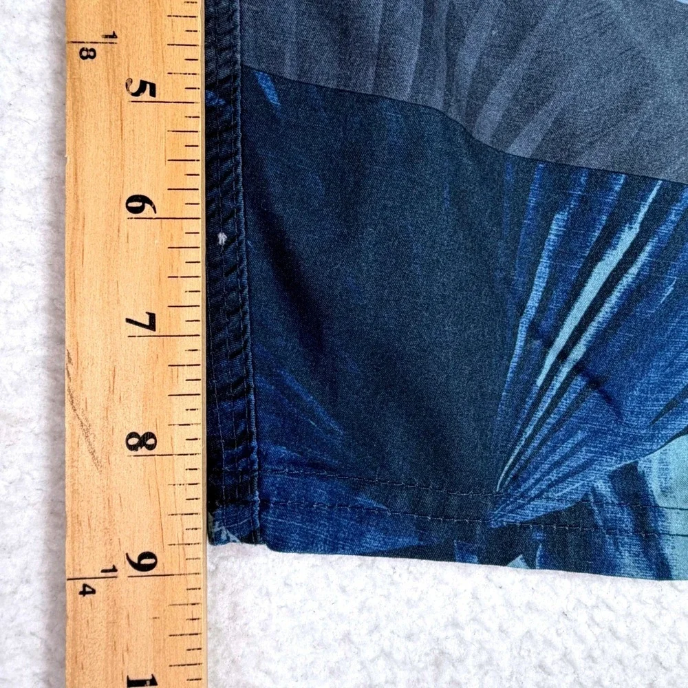 O'Neill Board Shorts Mens 38‎ Blue Tropical Palm Leaf Striped Swim Trunks